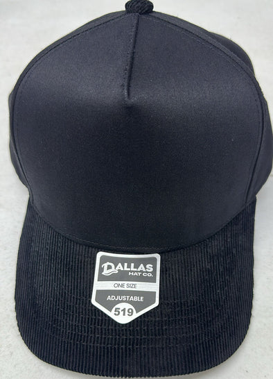Dallas Hat Co 519 Blank Corduroy Plain Twill Five Panel Pro Style Cap Hat