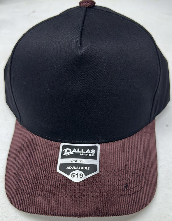 Dallas Hat Co 519 Blank Corduroy Plain Twill Five Panel Pro Style Cap Hat