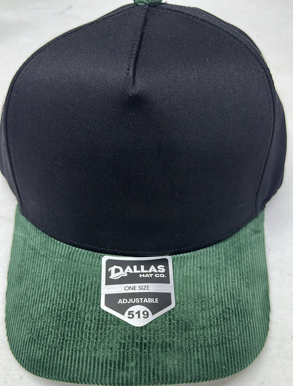 Dallas Hat Co 519 Blank Corduroy Plain Twill Five Panel Pro Style Cap Hat