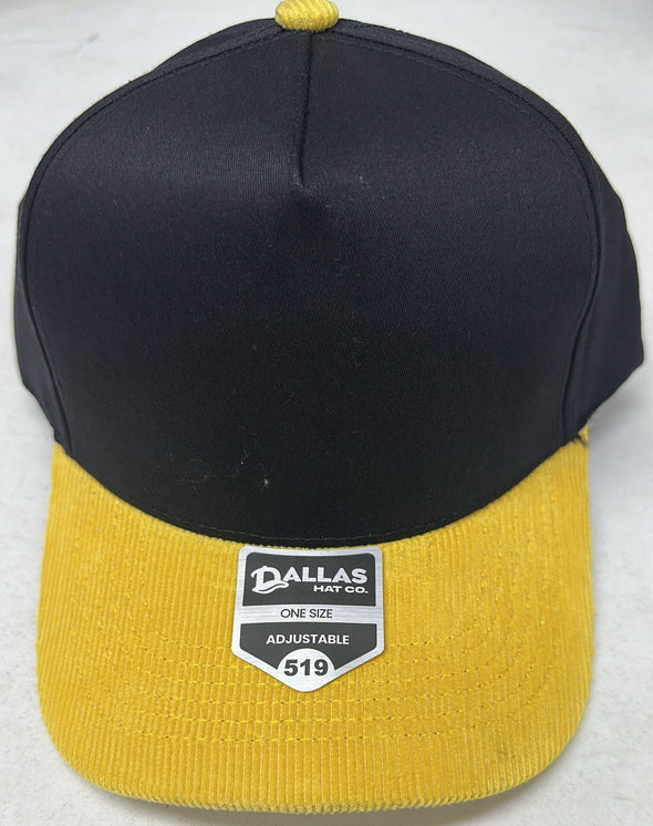 Dallas Hat Co 519 Blank Corduroy Plain Twill Five Panel Pro Style Cap Hat
