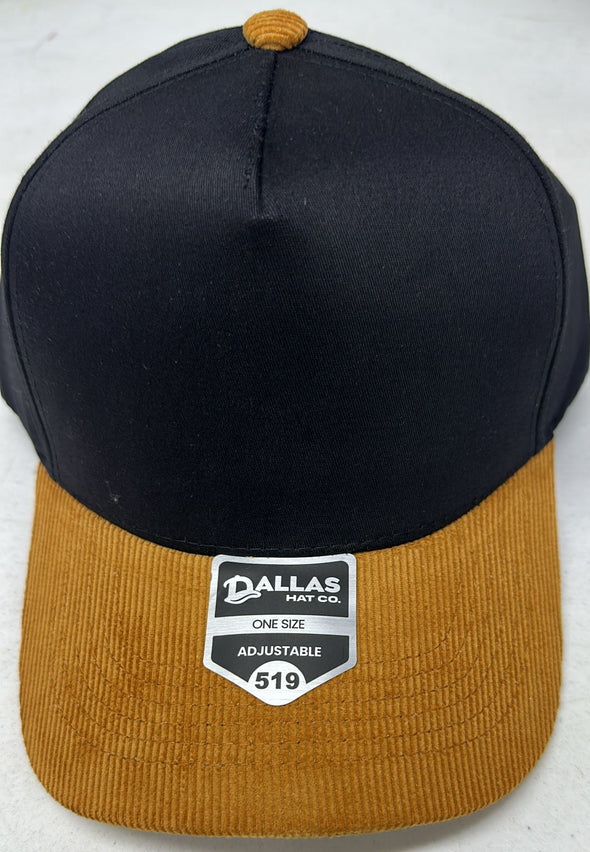 Dallas Hat Co 519 Blank Corduroy Plain Twill Five Panel Pro Style Cap Hat