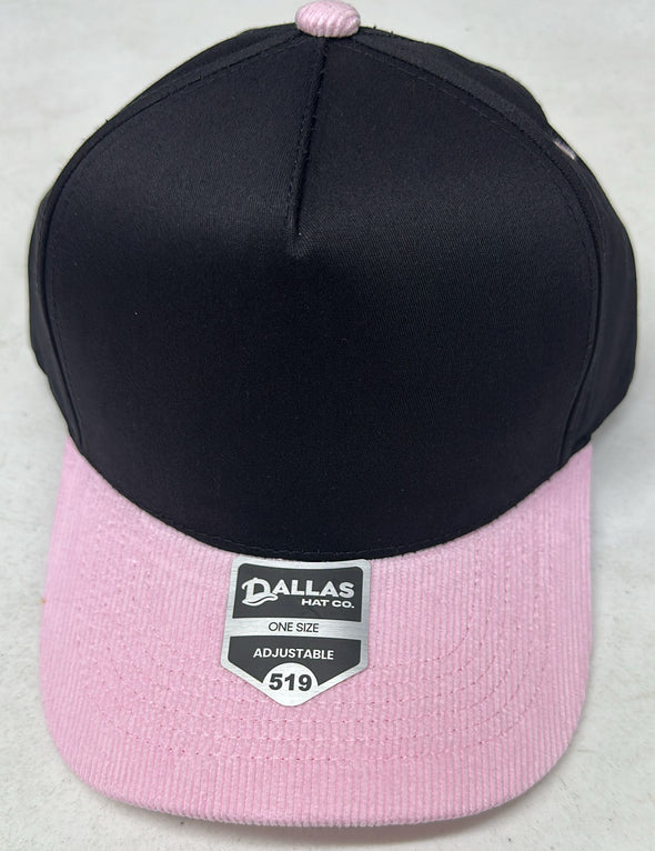 Dallas Hat Co 519 Blank Corduroy Plain Twill Five Panel Pro Style Cap Hat