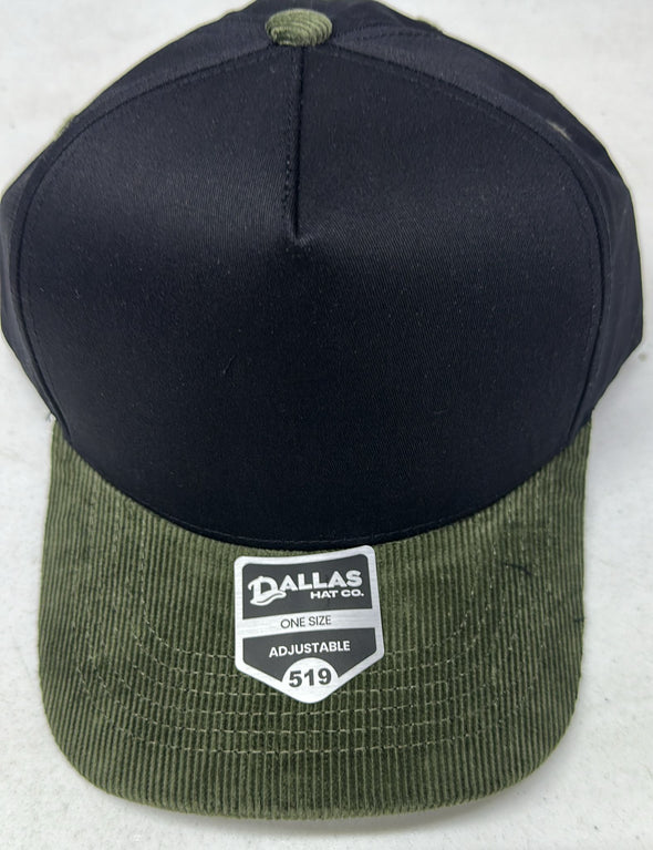 Dallas Hat Co 519 Blank Corduroy Plain Twill Five Panel Pro Style Cap Hat