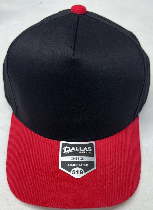 Dallas Hat Co 519 Blank Corduroy Plain Twill Five Panel Pro Style Cap Hat