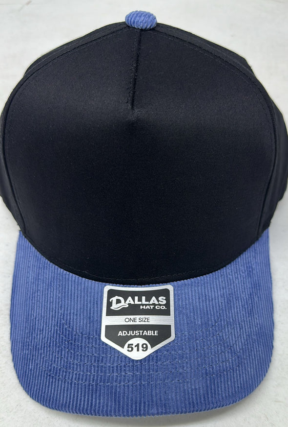 Dallas Hat Co 519 Blank Corduroy Plain Twill Five Panel Pro Style Cap Hat