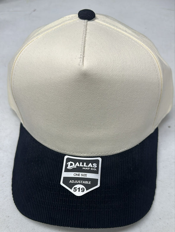 Dallas Hat Co 519 Blank Corduroy Plain Twill Five Panel Pro Style Cap Hat