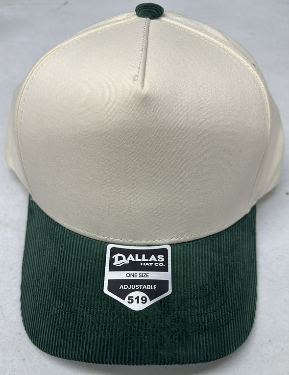 Dallas Hat Co 519 Blank Corduroy Plain Twill Five Panel Pro Style Cap Hat