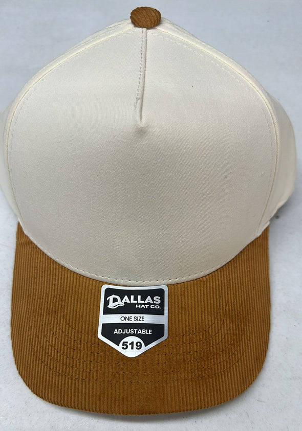 Dallas Hat Co 519 Blank Corduroy Plain Twill Five Panel Pro Style Cap Hat