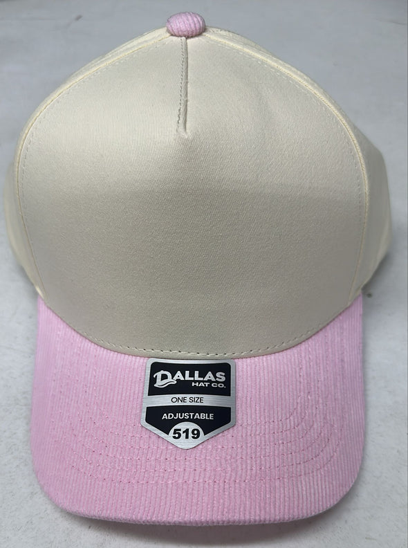 Dallas Hat Co 519 Blank Corduroy Plain Twill Five Panel Pro Style Cap Hat