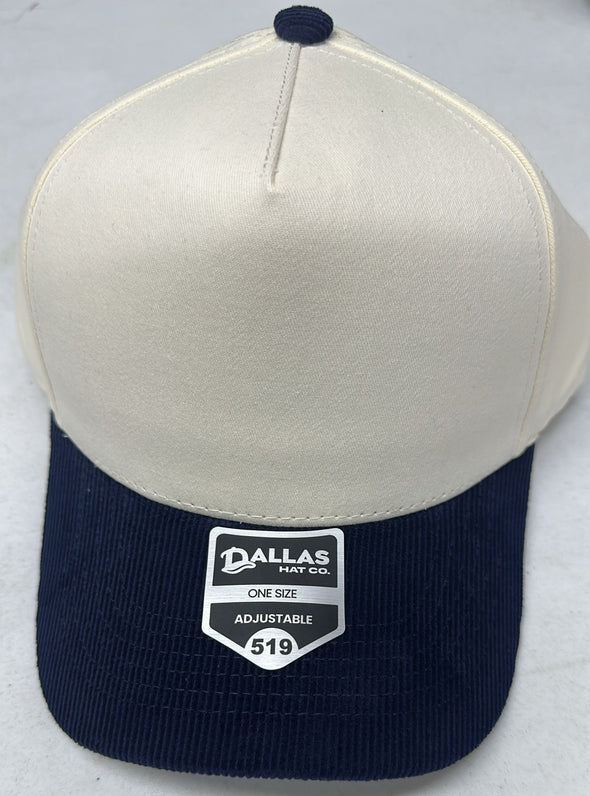 Dallas Hat Co 519 Blank Corduroy Plain Twill Five Panel Pro Style Cap Hat