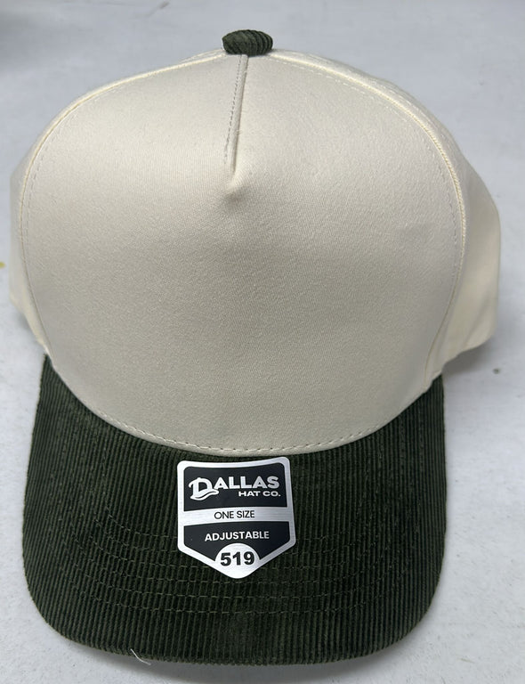 Dallas Hat Co 519 Blank Corduroy Plain Twill Five Panel Pro Style Cap Hat