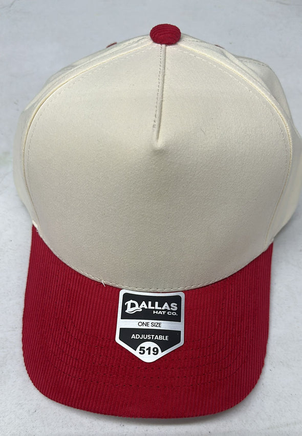 Dallas Hat Co 519 Blank Corduroy Plain Twill Five Panel Pro Style Cap Hat