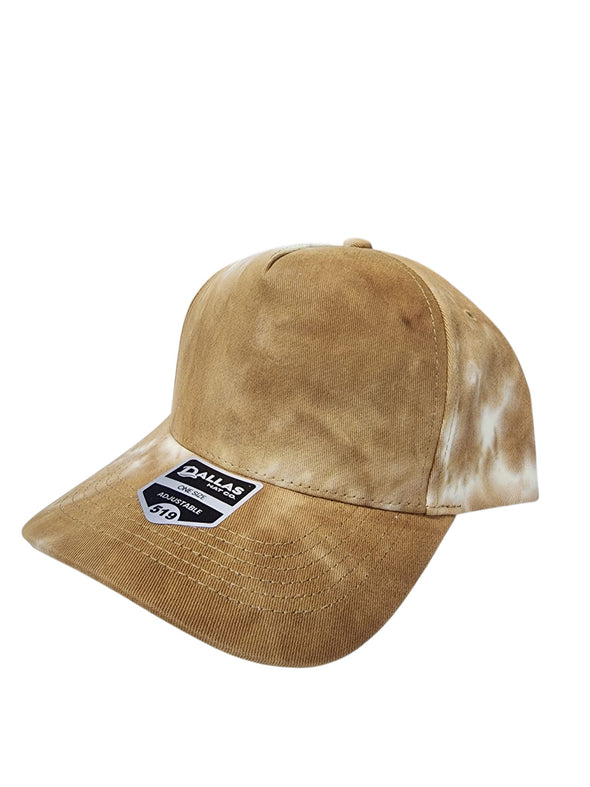 Dallas Hat Co 519 Tie Dye Blank Plain Cotton Twill Five Panel Pro Style Cap Hat