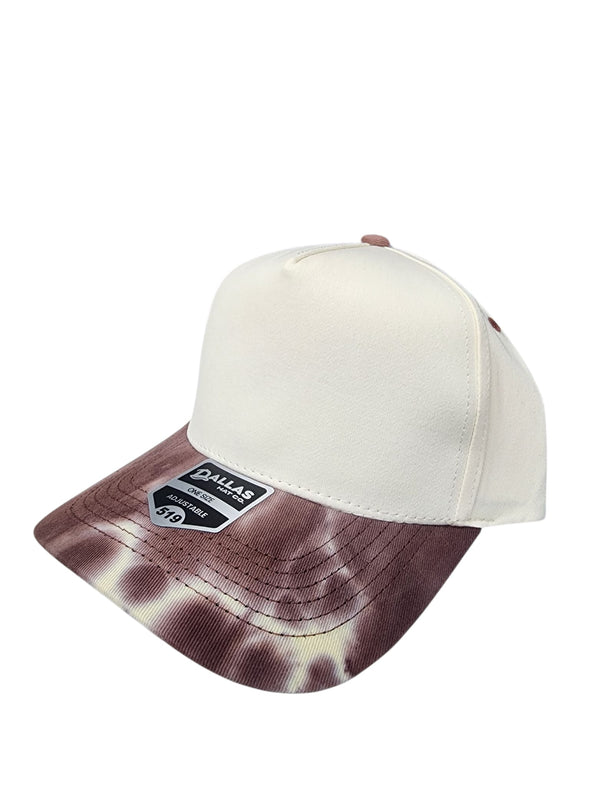 Dallas Hat Co 519 Tie Dye Blank Plain Cotton Twill Five Panel Pro Style Cap Hat