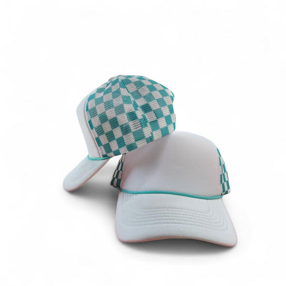 Polyester Foam Front Checkered Mesh Back Cap 5 Panel Trucker Hat