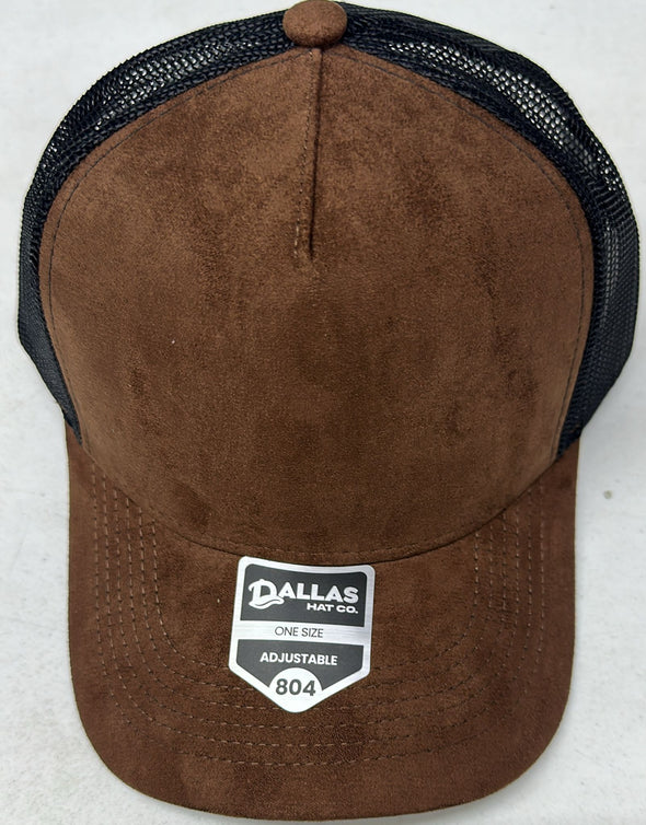 Dallas Hat Co 804 5 Panel Suede HIGH CROWN SLIGHT CURVE Mesh Trucker
