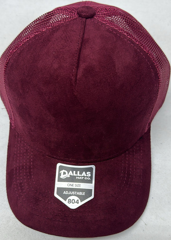 Dallas Hat Co 804 5 Panel Suede HIGH CROWN SLIGHT CURVE Mesh Trucker
