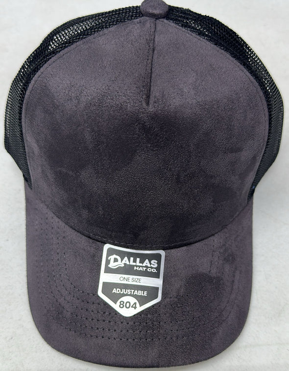 Dallas Hat Co 804 5 Panel Suede HIGH CROWN SLIGHT CURVE Mesh Trucker