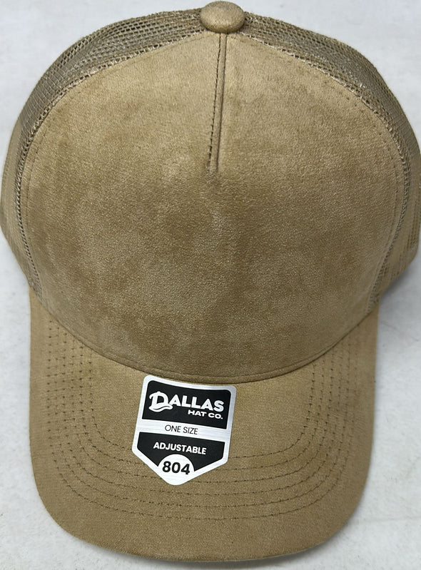 Dallas Hat Co 804 5 Panel Suede HIGH CROWN SLIGHT CURVE Mesh Trucker