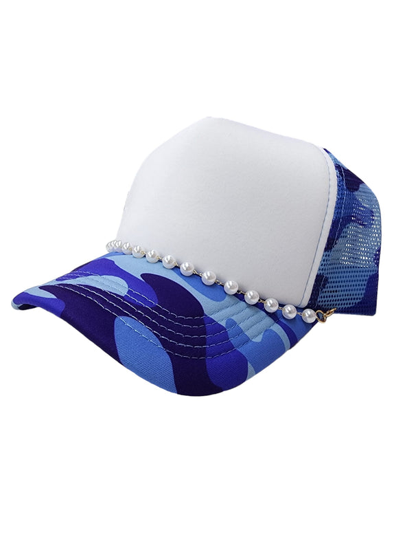 Pearl Rope Sponge Foam Trucker Hat Blank Mesh Cap