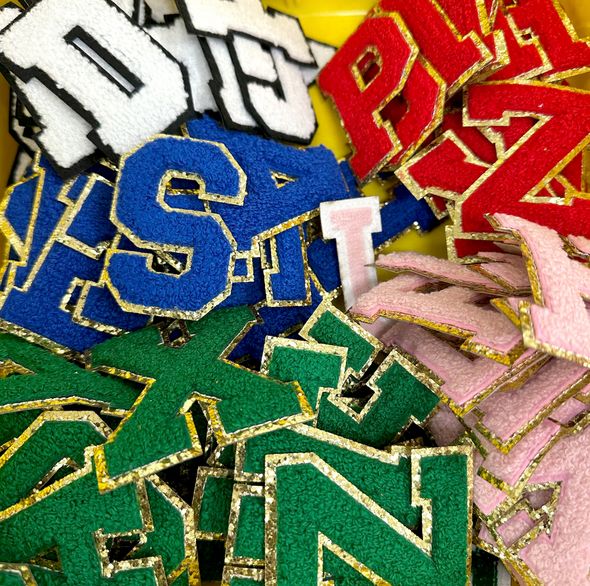 Stick On Chenille Letter Patch Self Adhesive Varsity Letter Patch - Dallas Shirts Wholesale
