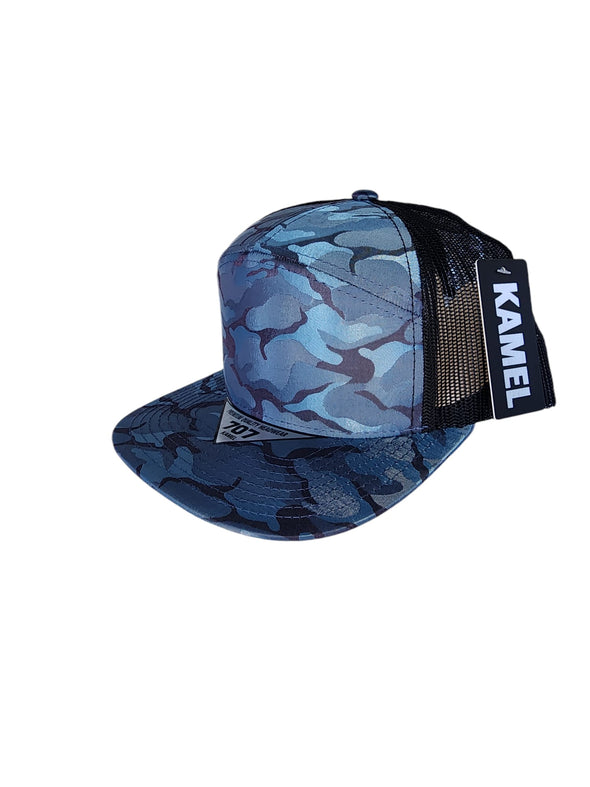 Kamel  K707 HYBRID TRUCKER 7 Panel Flat  Adjustable Snapback Mesh Trucker Cap