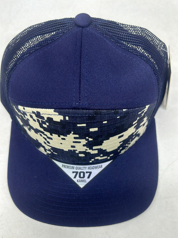 KAMEL 707 100% COTTON CAMO 7 Panel Flat  Adjustable Snapback Mesh Trucker Cap