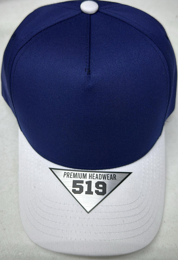 Dallas 519 Blank Plain Cotton Twill Five Panel Pro Style Cap Hat - Dallas Shirts Wholesale
